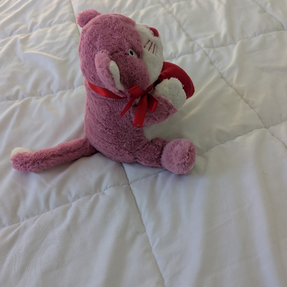 Hallmark plush pink cat holding a heart. 8 inches approximately. EUC. has tags. - Picture 6 of 6